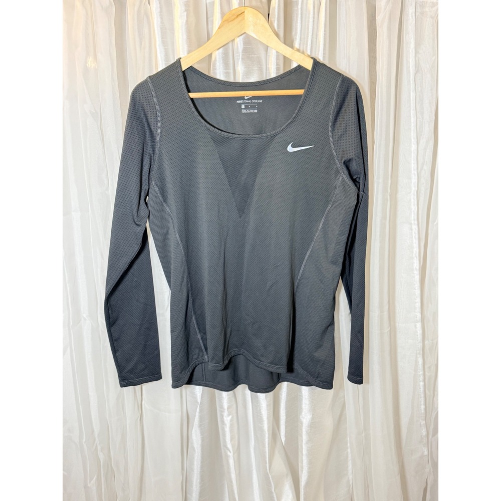 Nike Zonal Cooling Top Womens Large Grey Long Sleeve Mesh Training Shirt